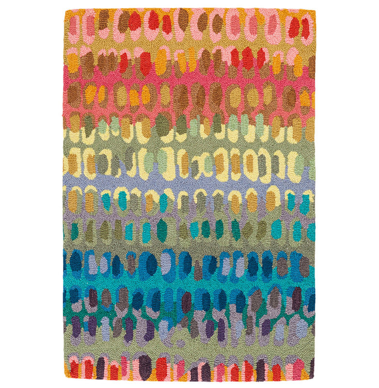 Dash and Albert Rugs Paint Chip Hand Hooked Wool Red/Blue Area Rug